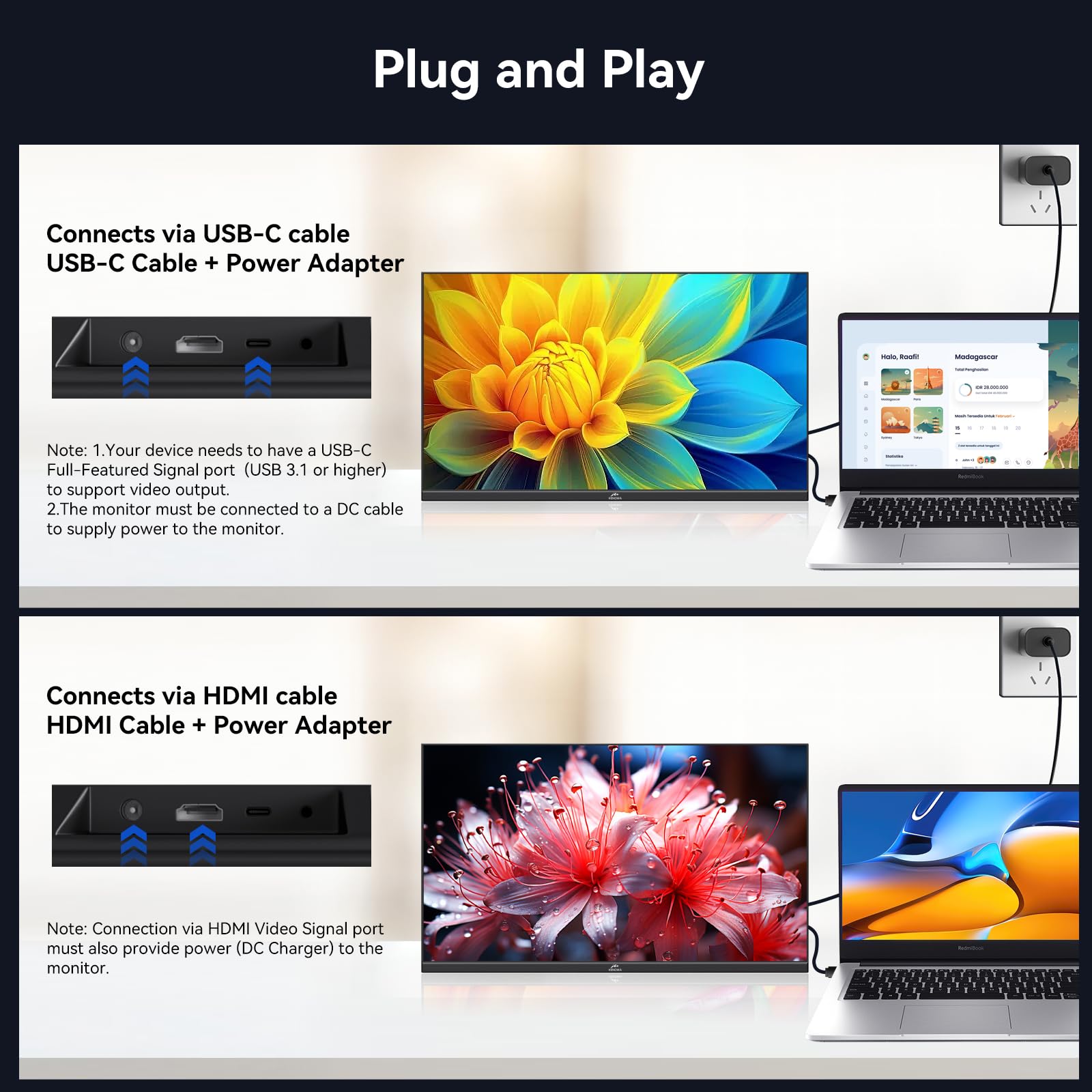 Amazon.co.jp: Kenowa 23.8インチ 2K 大型ポータブルモニター 100Hz